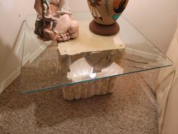 (2) Square Glass top tables