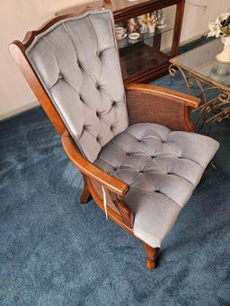 Pair of blue tufted chairs