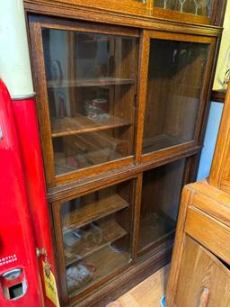 3 Piece Stack Bookcase w/ Leaded Glass Doors at the Top