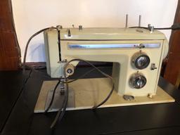 Console sewing machine, lamp shoe shine kit