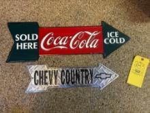 Coca-Cola and Chevy Arrow Signs