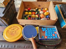 Vintage Billards Items, Pool Cues, Golf Items, & Tennis Racket