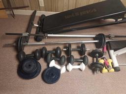 Dual Tone Exercise Machine, Total Gym Exercise Machine, Exercise Ball, & Weight/Bar Assortment