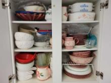 Kitchen Cupboard contents, Corning Ware, Plates, Bowls