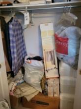 Closet contents (New Garment rack, ring displays, clothing, and more)