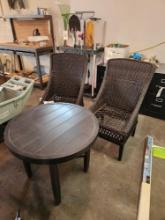 Wicker Chairs and Metal Table
