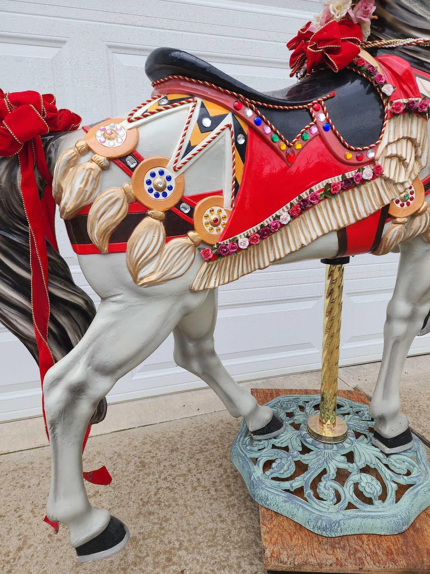 Fantastic large carousel style horse with fancy show gear & rhinestones