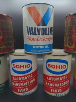 Vintage Sohio Kendall Pennzoil Valvoline & Quaker Maid Oil Cans