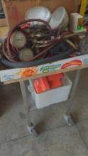 Rolling shop cart and contents