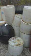 Large Lot of Plastic Barrels and composting drum