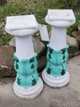 (2) garden pedestals, concrete