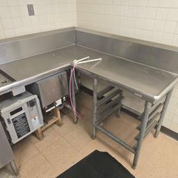 Hobart dish washing unit with stainless sink and stands