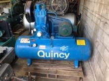 Air compressor, Quincy 5HP, 230-480V 3PH, 80gal tank, industrial duty, working condition.