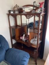 Early Oak Etagere with Beveled Mirrors