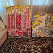2 Handpainted Canvas Pieces - Palace Theater & Downtown