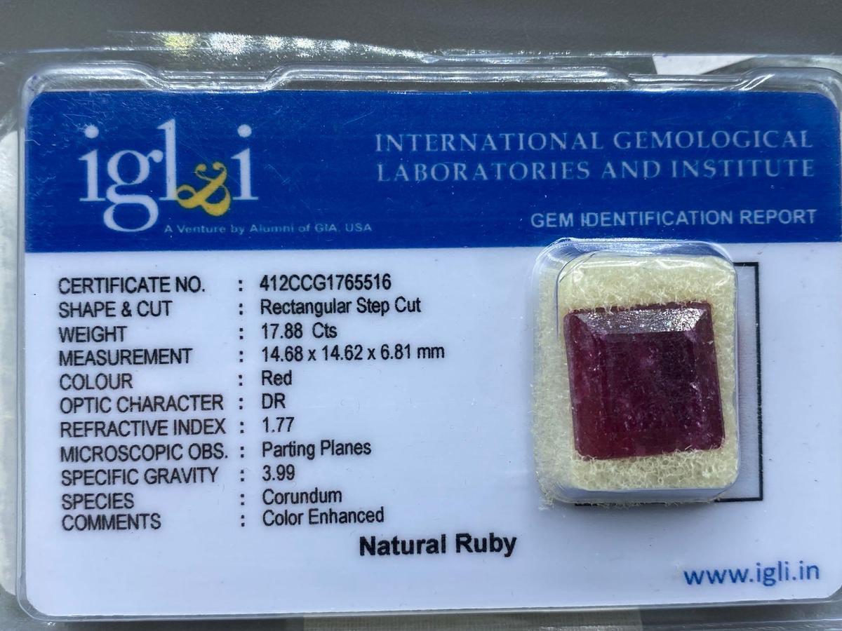 Certified Natural Ruby 17.88 CTS