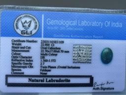 Certified Natural Labradorite 22.900 CTS