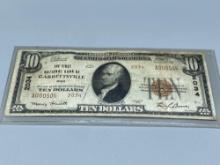 1929 $10 National Currency The First National Bank of Garrettsville Ohio