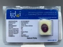 Certified Natural Ruby 10.28 CTS