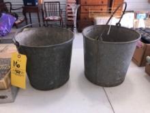 Pair of galvanized buckets