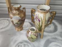 3 PC Nippon Hand Painted