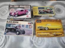 Model Kits 34 Ford, Black Widow, 59 Cadillac, Jaguar
