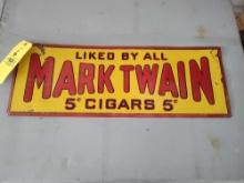 Mark Twain 5 Cent Cigar Embossed Tin Sign 28" x 10"