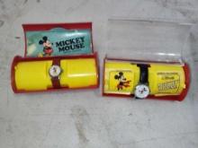 2 Mickey Mouse Watches in Boxes Bradley Time Walt Disney Productions