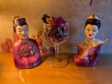 Table Lamp and Oriental Figurines