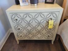 Decorative 3 drawer night stand with nail head trim