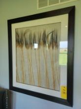 Large framed natural wheat themed art