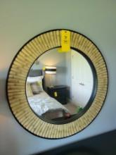 Modern faux bamboo style beveled glass bedroom mirror