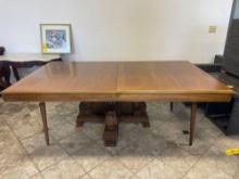 Large Carved Wood Base Dining Table