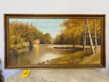 Signed and Framed Oil on Canvas Nature Scene, Dwane