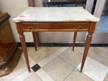 Early Marble Top Side Table with Drawer