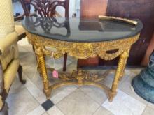 French Gilt Marble Top Console Table