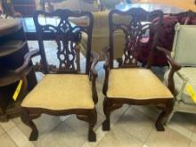 Pair of Vintage Carved Wood Arm Chairs