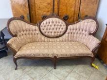 Ornate Victorian Floral Styled Carved Wood Sofa