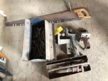 Wrenches, tool box, hitches, saw