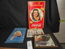 Coca Cola Carboard Advertising, Paper Calender ,Modern Metal Sign and Mirrored Sign