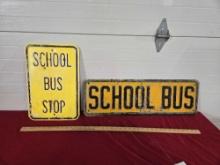2 Metal School Bus Signs