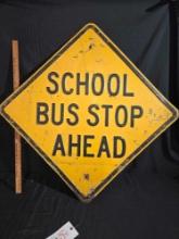School Bus Stop Ahead Sign