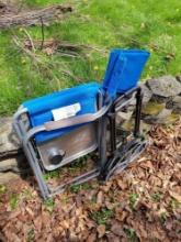 Folding camp chair with tray and folding dolly