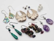 (7) pairs of vintage sterling silver & gemstone earrings