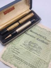 Boxed set of vintage Morrison pendant fountain pen & pencil