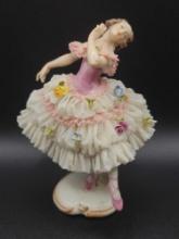 Vintage Dresden style porcelain lace ballerina dancer figurine