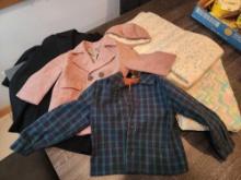 Vintage kid's clothes & 2 handmade baby blankets