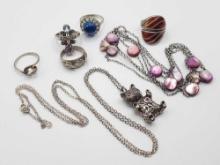 Vintage sterling silver jewelry: rings & necklaces