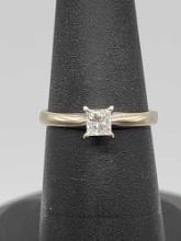 1/4 carat princess cut diamond 14k white gold ring, size 5.5