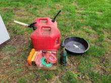 5 ton hydraulic jack , gas cans, & trimmer line